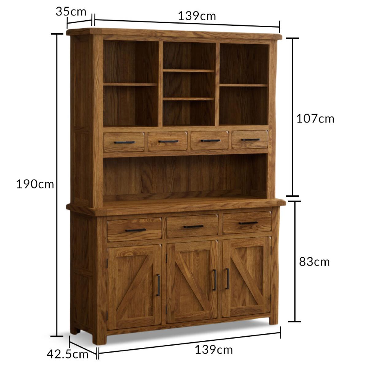 Country Rustic Solid Oak Large Dresser – image 7