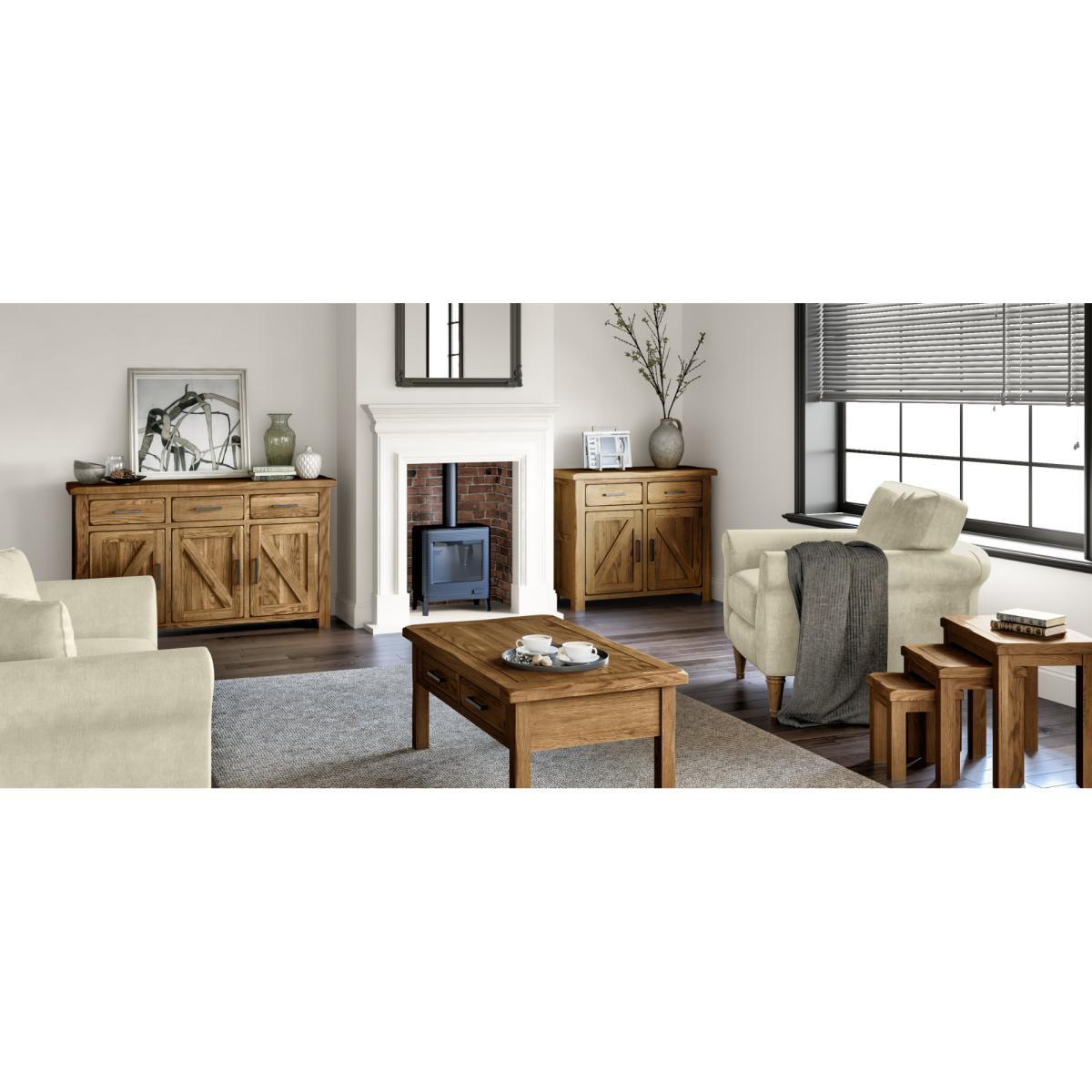 Country Rustic Solid Oak Large Dresser – image 10