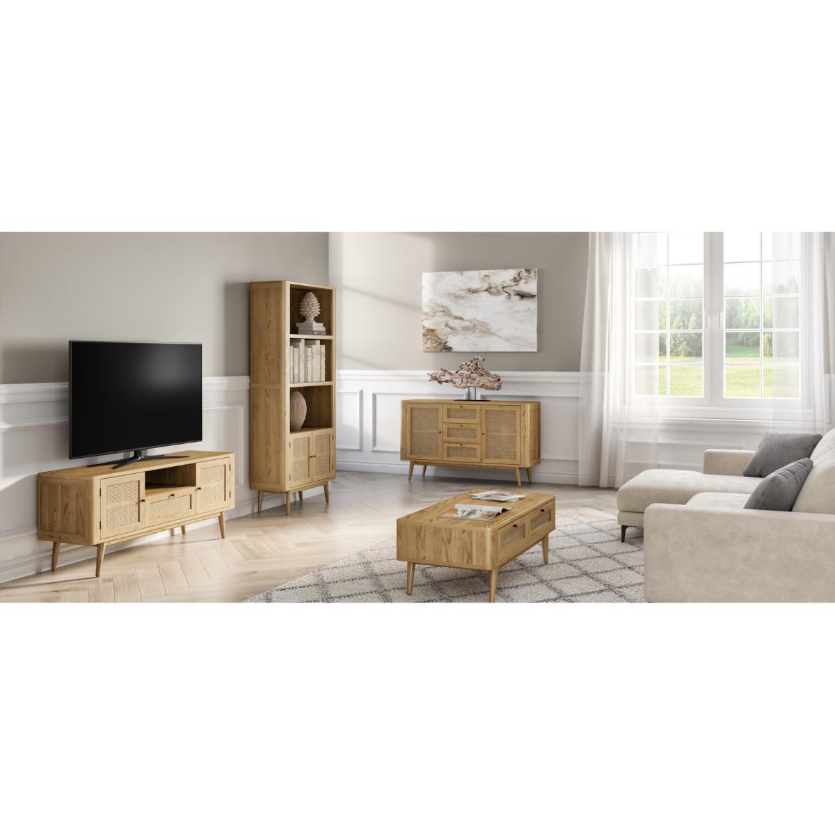 Oak Rattan Small Sideboard – image 9