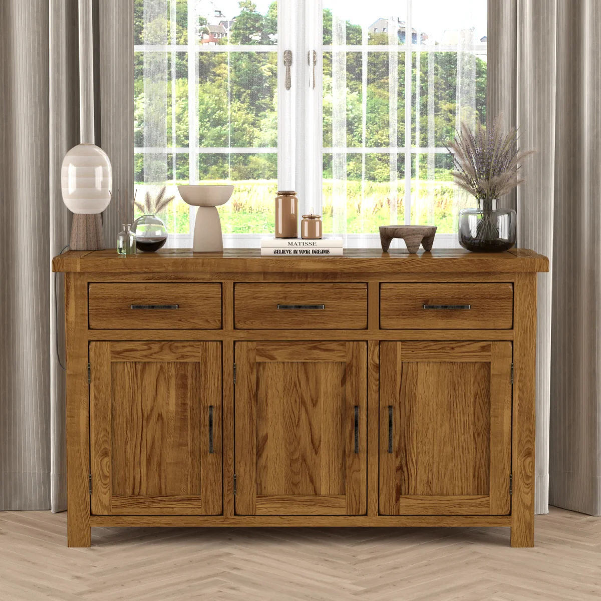 Harrogate Rustic Solid Oak Large Sideboard – image 2