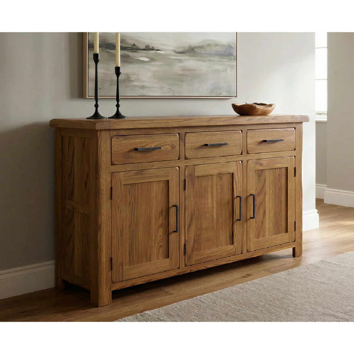 Harrogate Rustic Solid Oak Large Sideboard – image 3