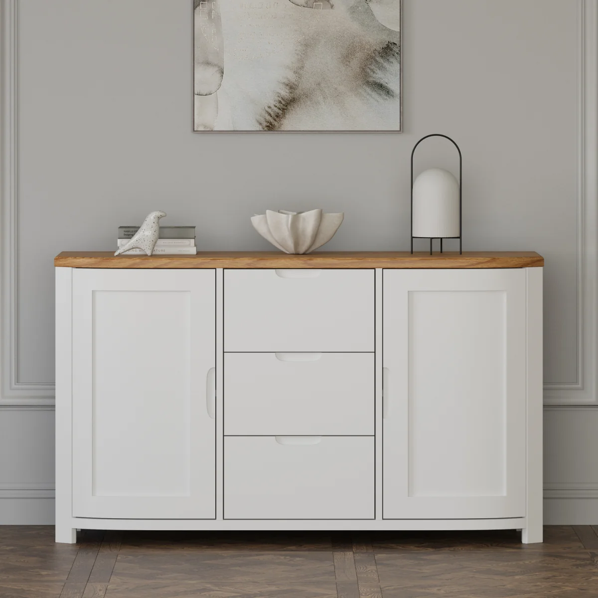 Bradwell Oak and Signal White Painted Large Sideboard – image 2