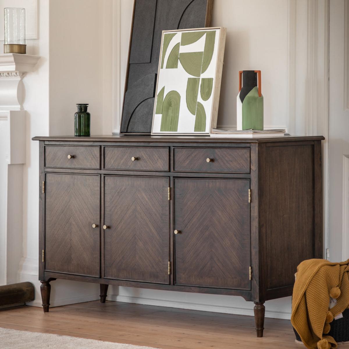 Gallery Interiors Melody 3 Door/3 Drawer Sideboard in Brown – image 3