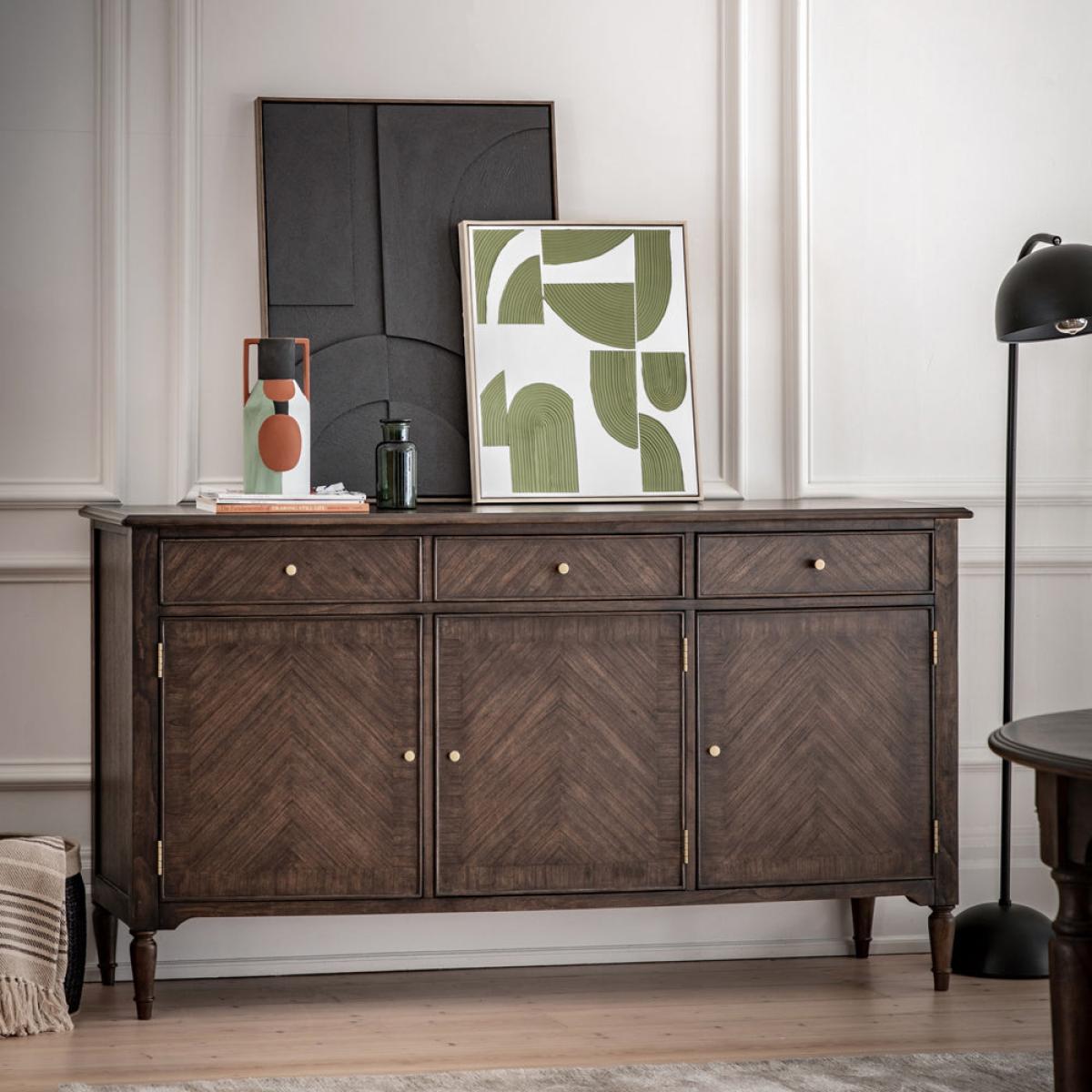 Gallery Interiors Melody 3 Door/3 Drawer Sideboard in Brown – image 4