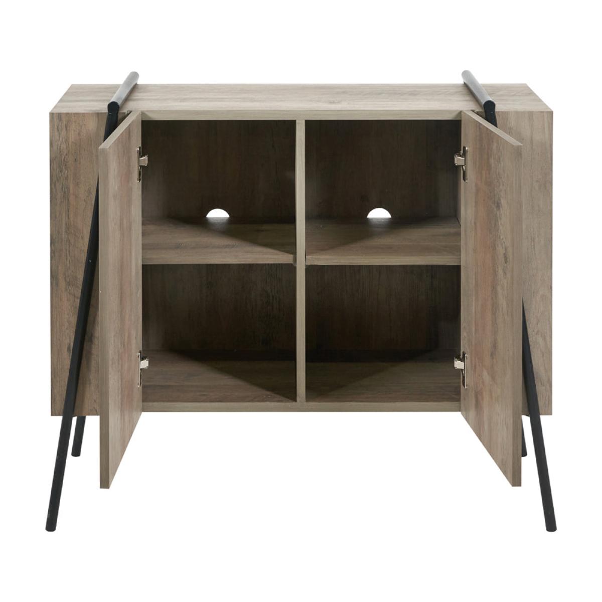 Olivia's Maya Light Brown Wood Veneer and Black Metal 2 Door Sideboard – image 2