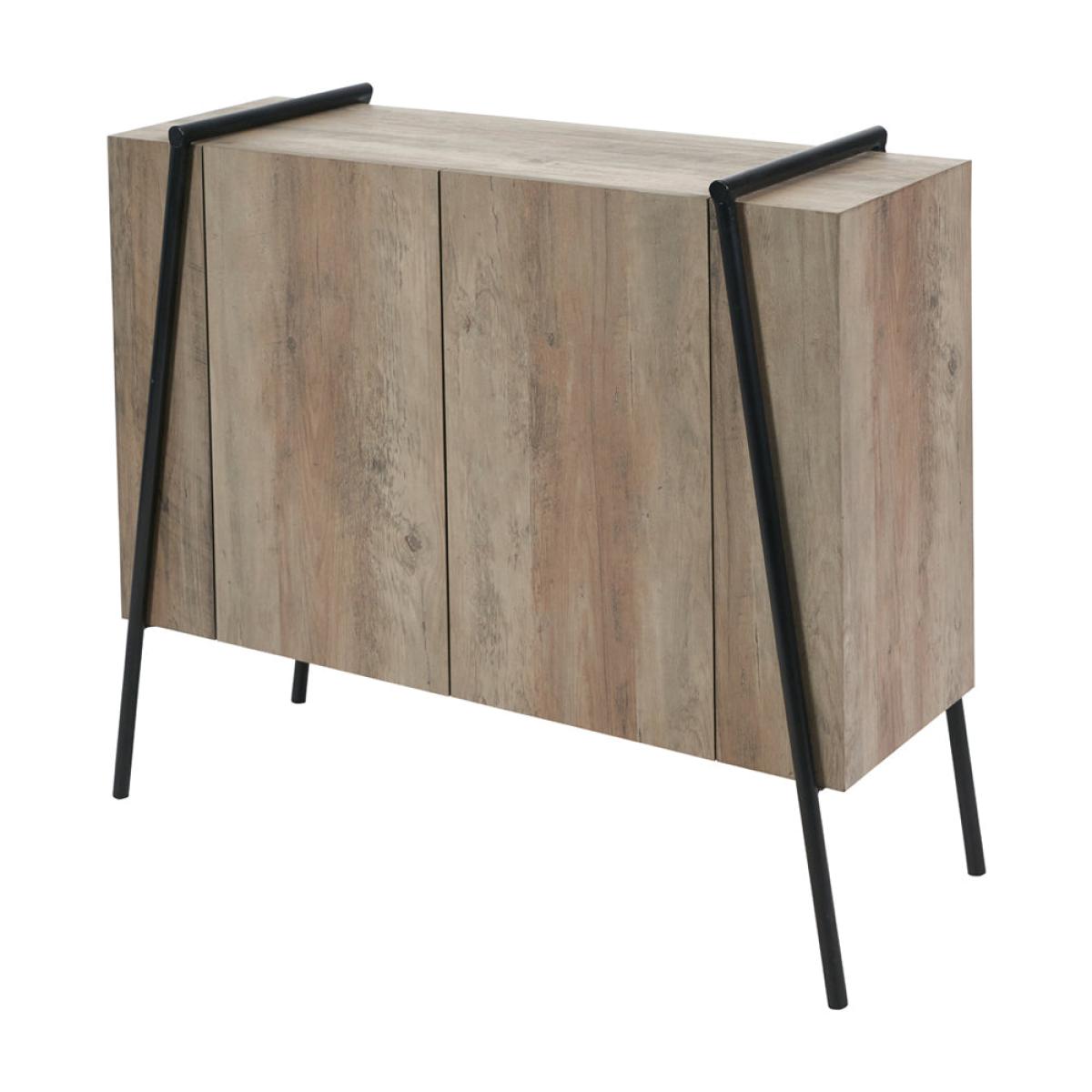 Olivia's Maya Light Brown Wood Veneer and Black Metal 2 Door Sideboard – image 3