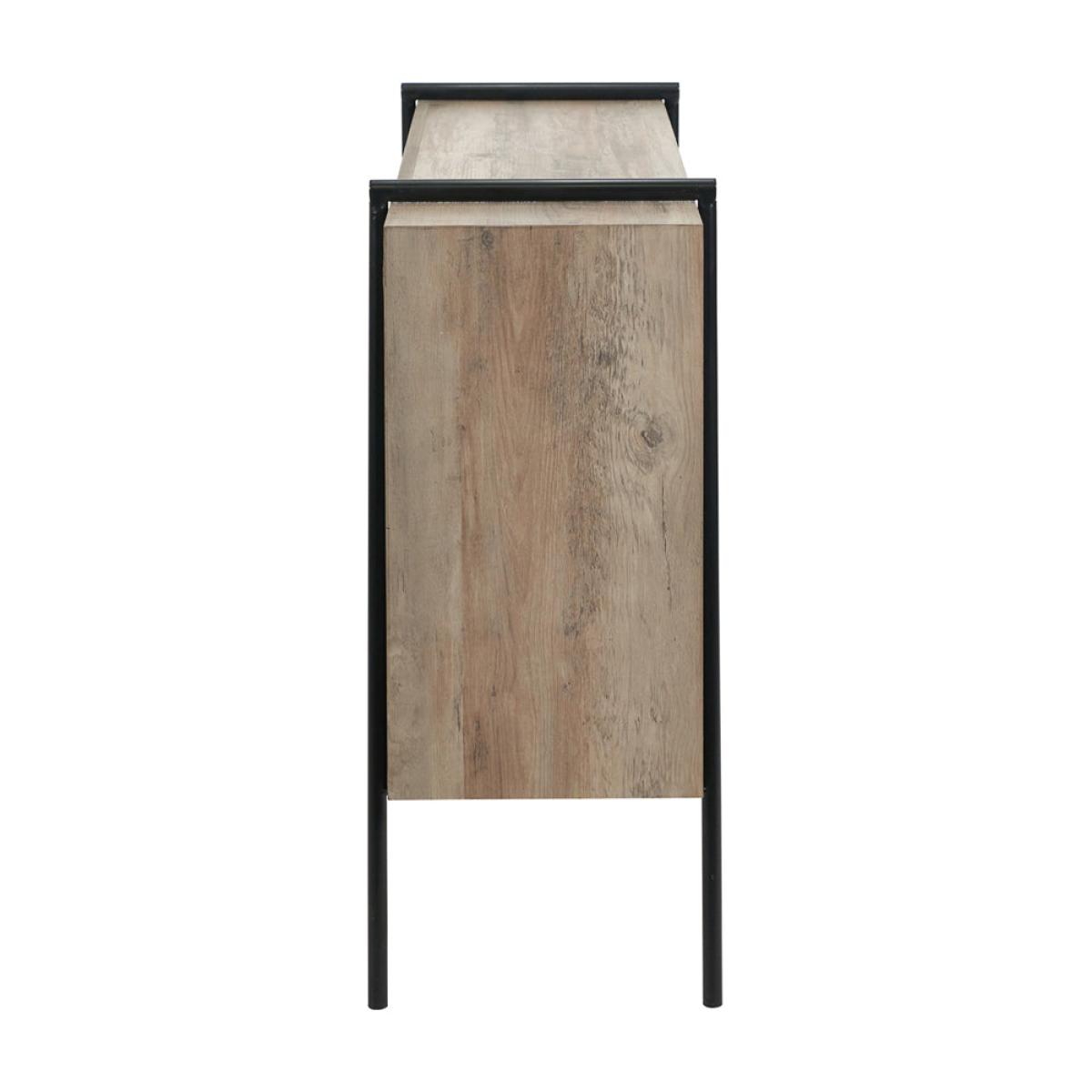 Olivia's Maya Light Brown Wood Veneer and Black Metal 2 Door Sideboard – image 4