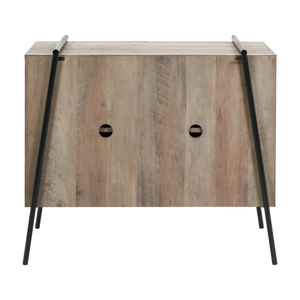 Olivia's Maya Light Brown Wood Veneer and Black Metal 2 Door Sideboard – image 5
