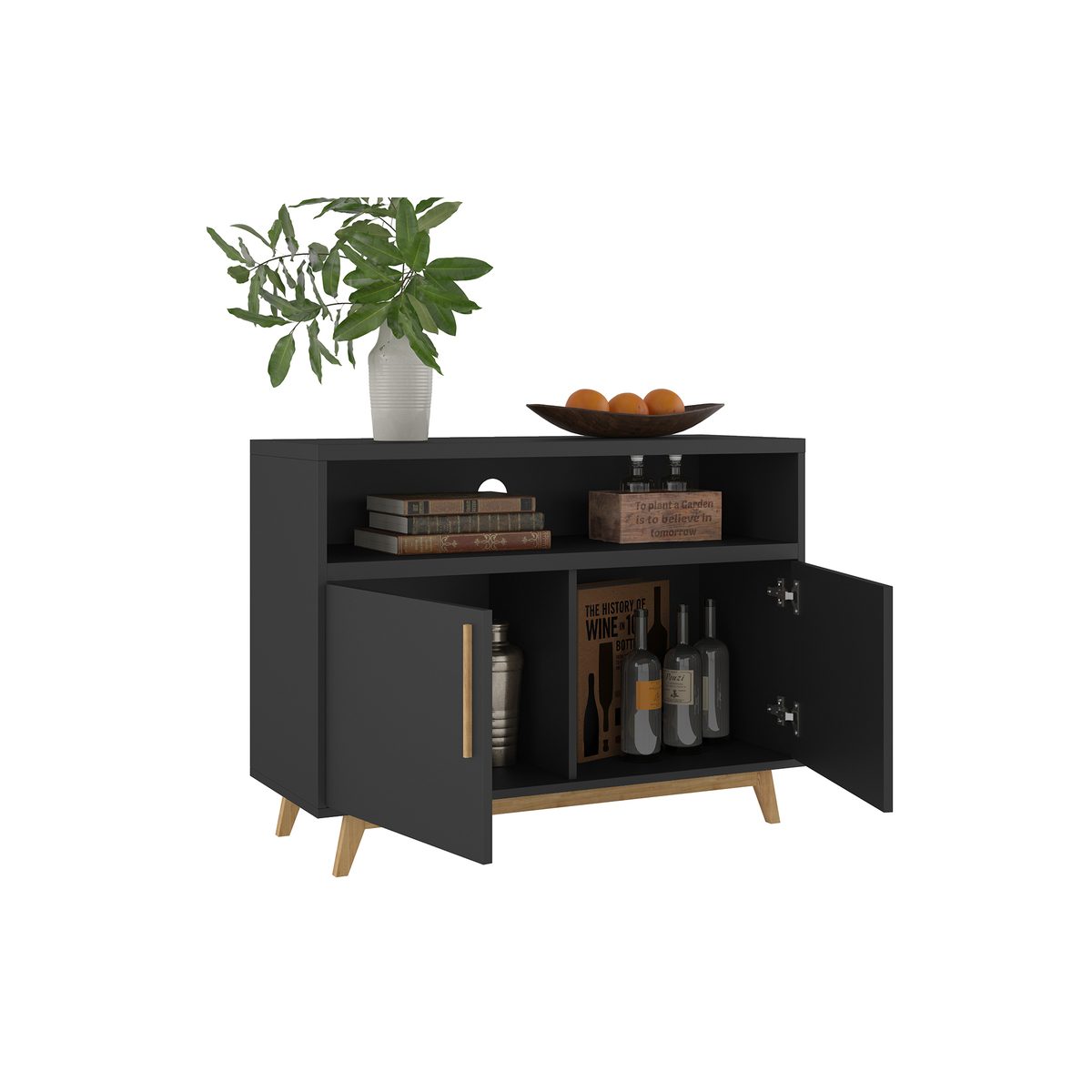 Dakota Black Open Sideboard - 90cm – image 3