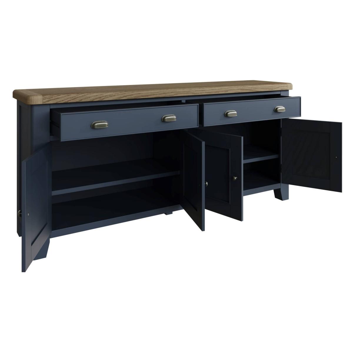 Downtown Hexham Painted Blue 4 Door Sideboard – image 4