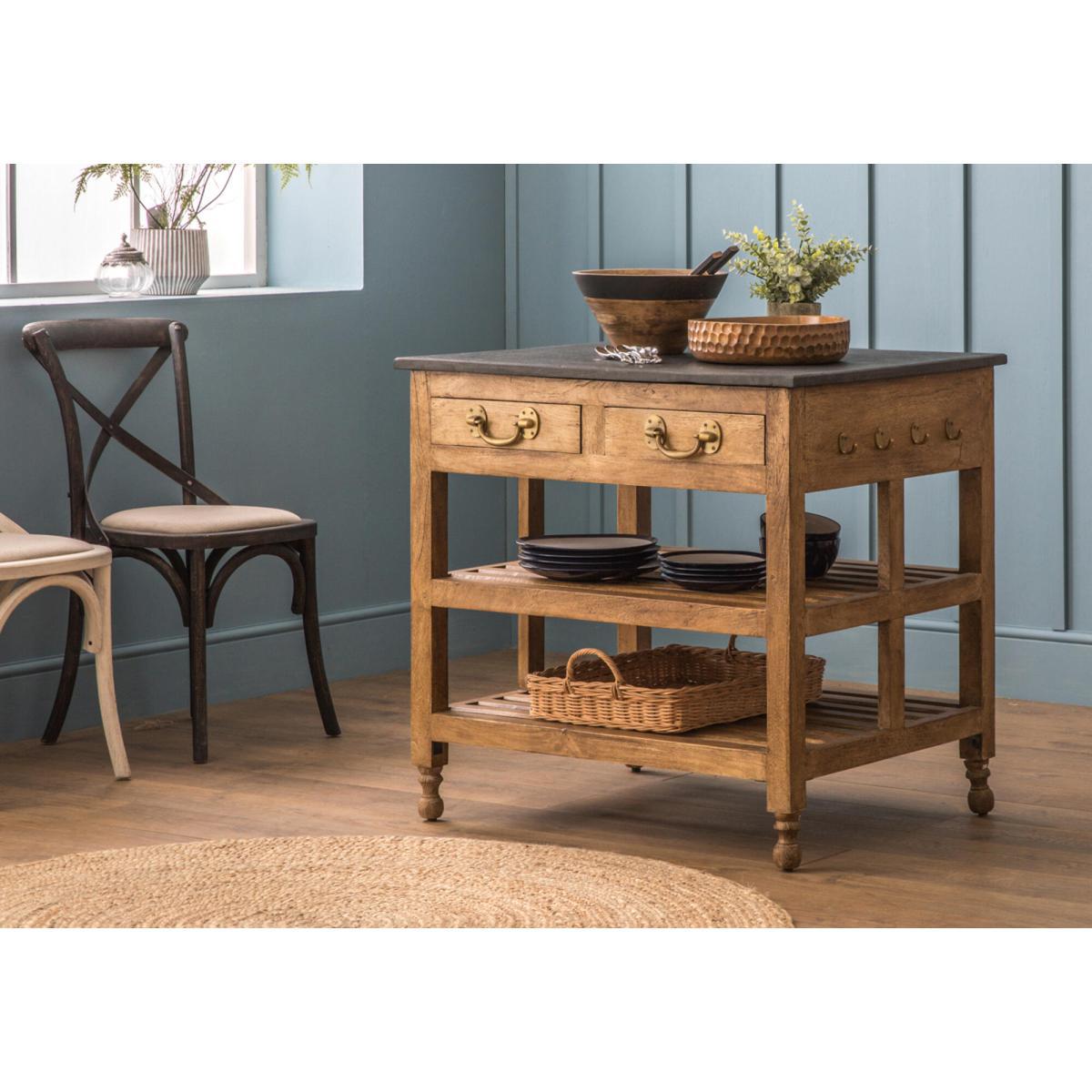 Hawkdale Mango Wood and Marble Kitchen Island, Small – image 2