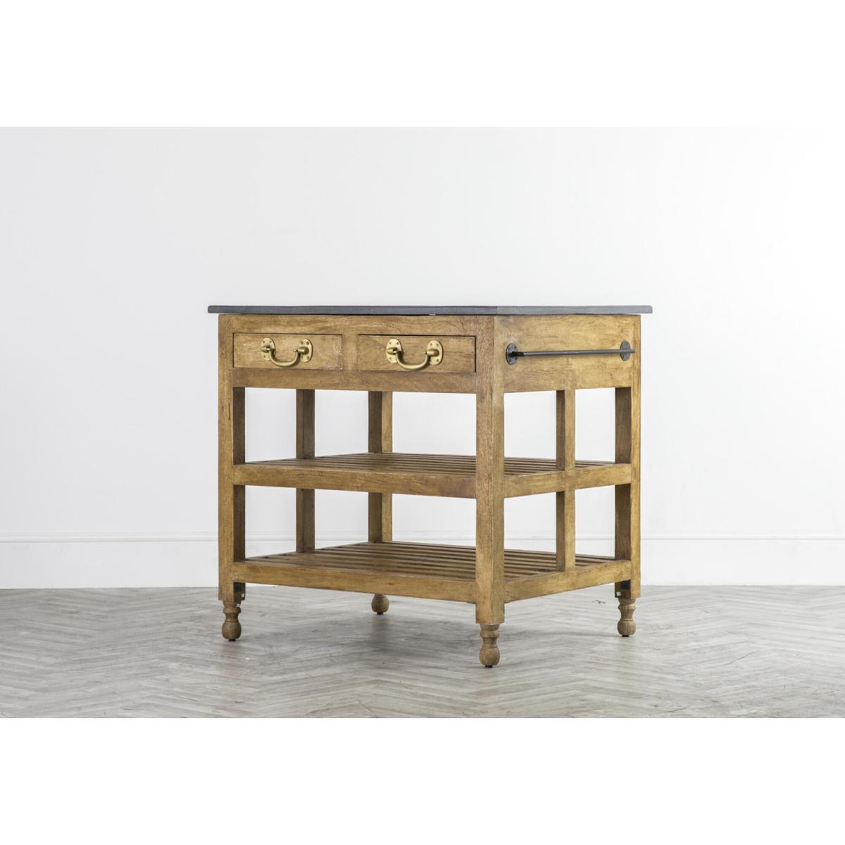 Hawkdale Mango Wood and Marble Kitchen Island, Small – image 3