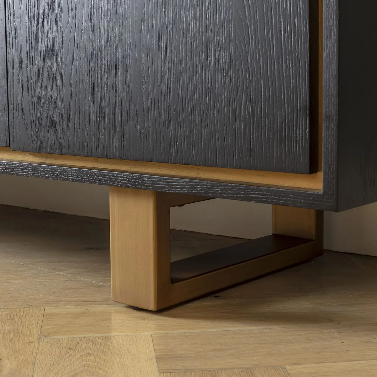 Large Modern Sideboard Buffet Cabinet Black Oak Gold 200cm – image 6