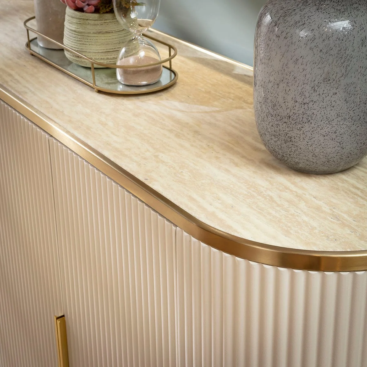 Large Mid Century Modern Sideboard Buffet Cabinet Cream Gold 180cm x 40cm – image 5