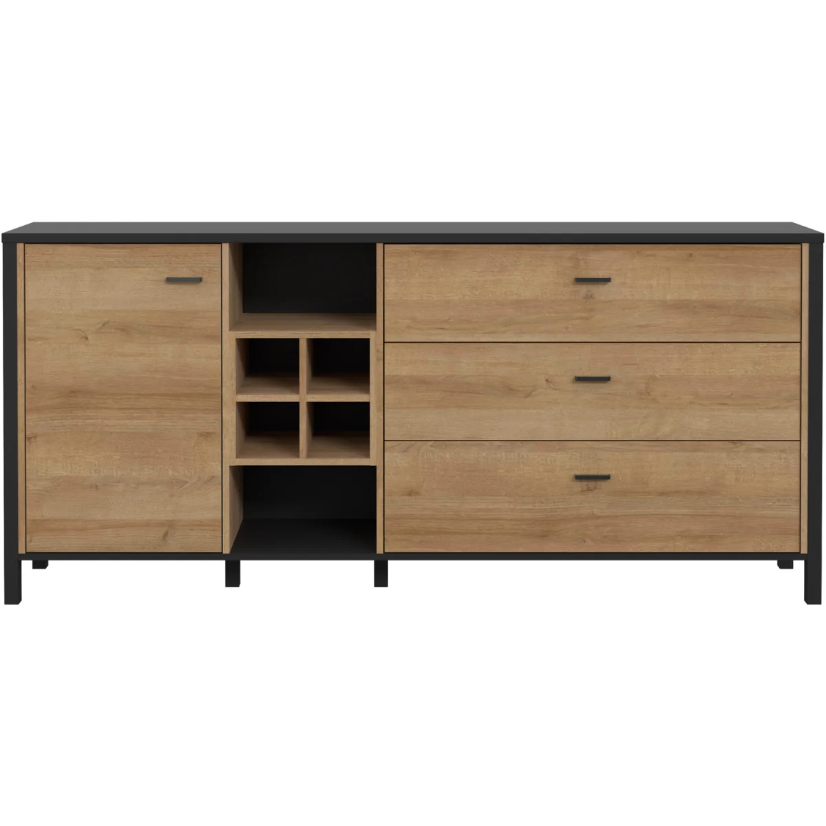 High Rock (Large) Sideboard in Matt Black/Riviera Oak - Black & Riviera Oak – image 4