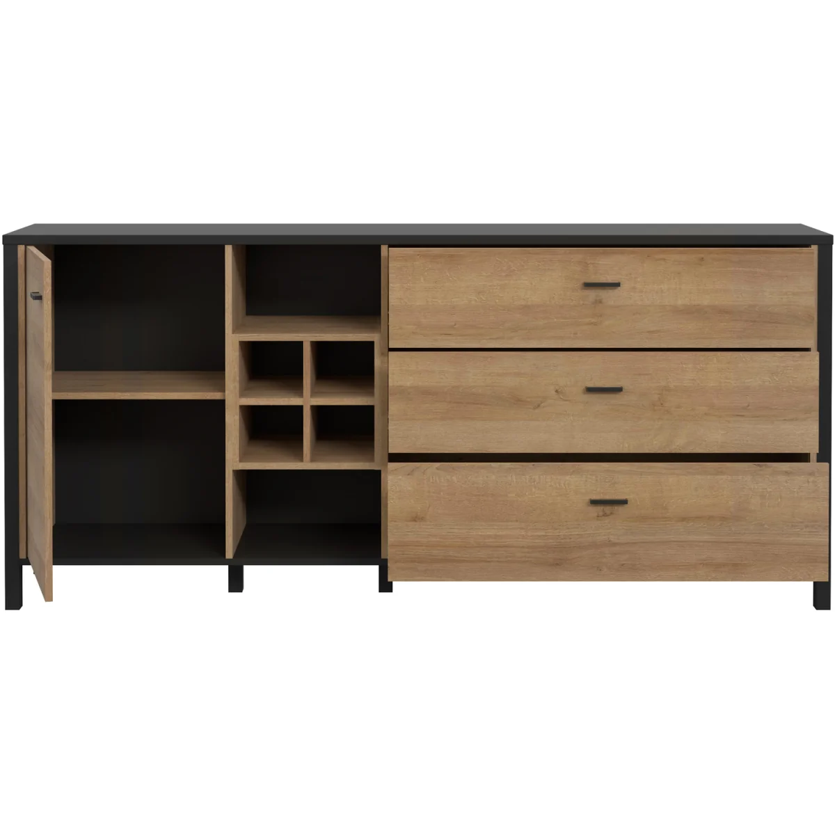High Rock (Large) Sideboard in Matt Black/Riviera Oak - Black & Riviera Oak – image 5