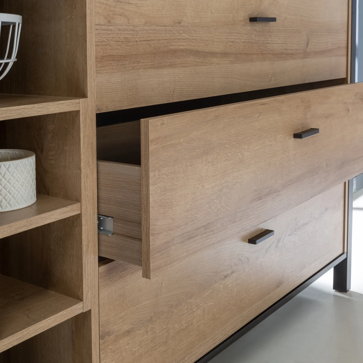 High Rock (Large) Sideboard in Matt Black/Riviera Oak - Black & Riviera Oak – image 7