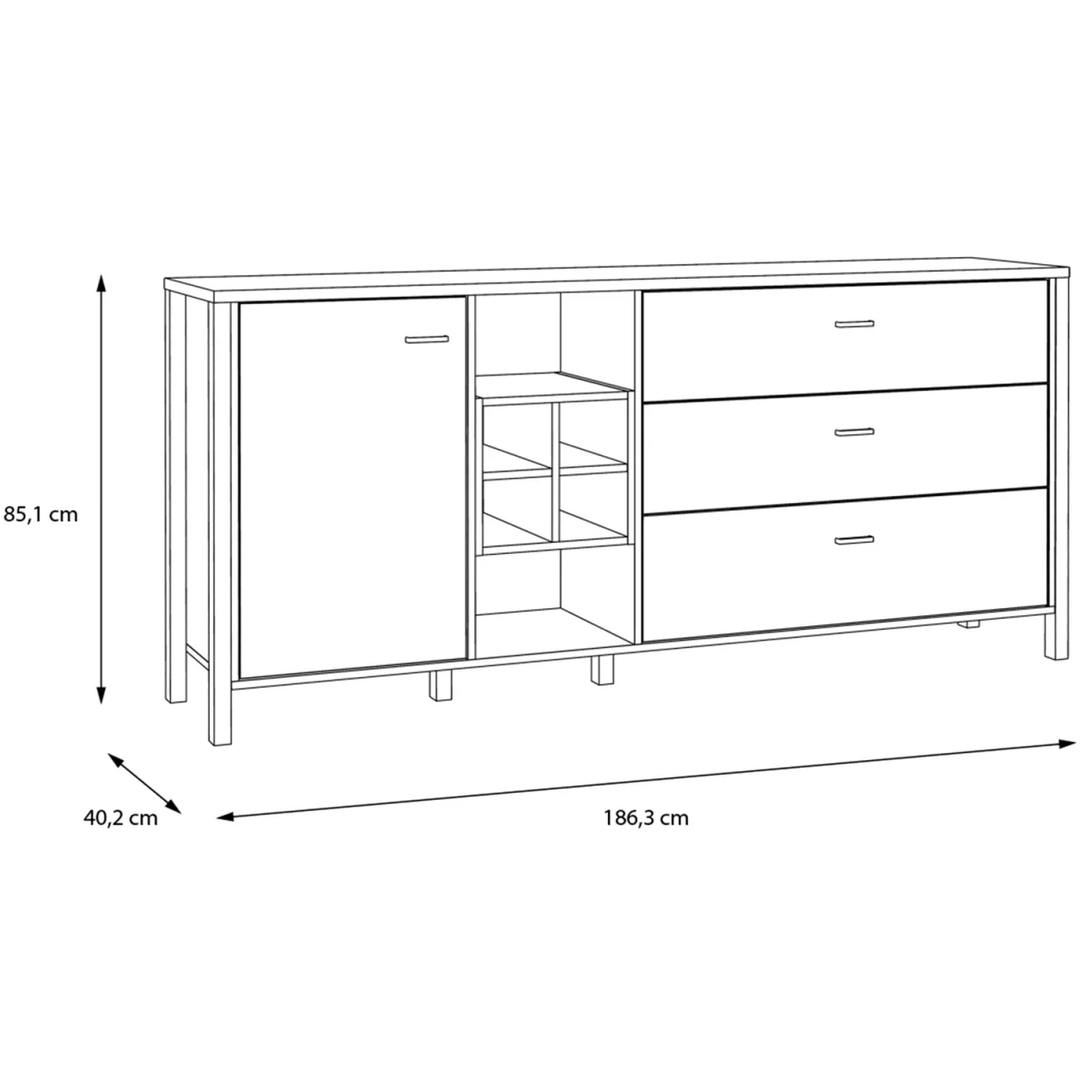 High Rock (Large) Sideboard in Matt Black/Riviera Oak - Black & Riviera Oak – image 8