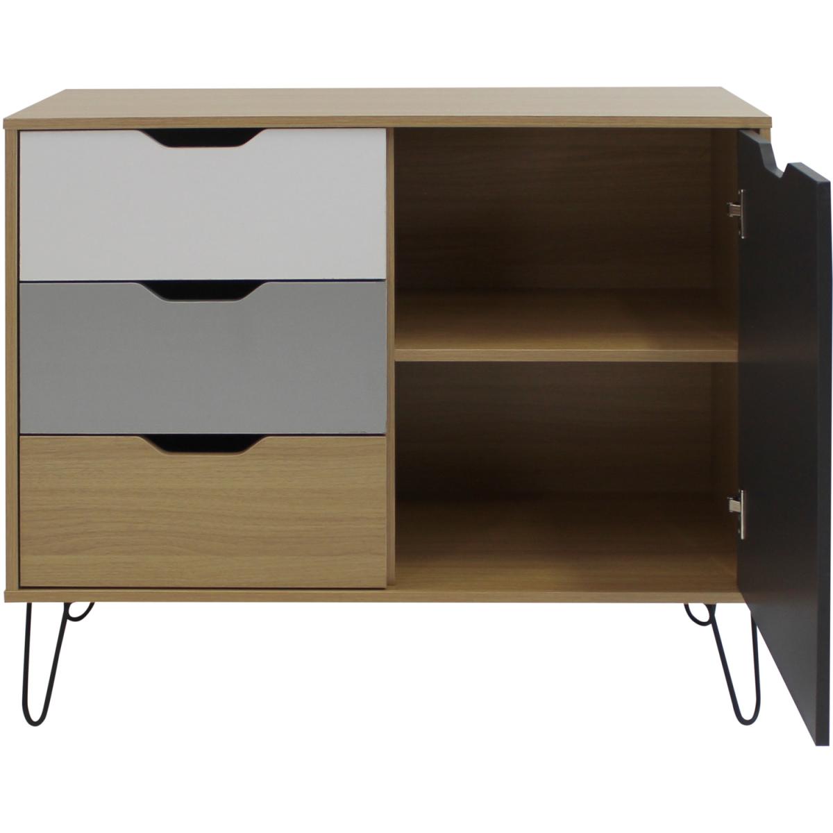 Rainby 3 Drawer 1 Door Sideboard - Light Brown – image 2