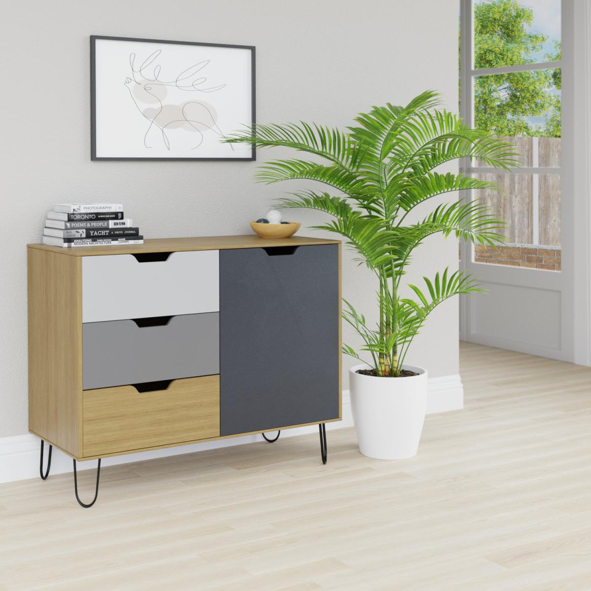 Rainby 3 Drawer 1 Door Sideboard - Light Brown – image 3