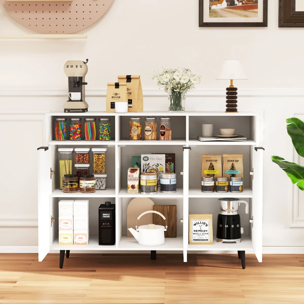 Multi-Shelf Kitchen Sideboard - White – image 4