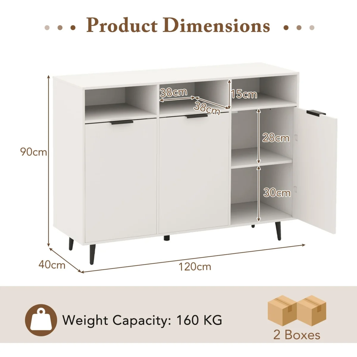 Multi-Shelf Kitchen Sideboard - White – image 8
