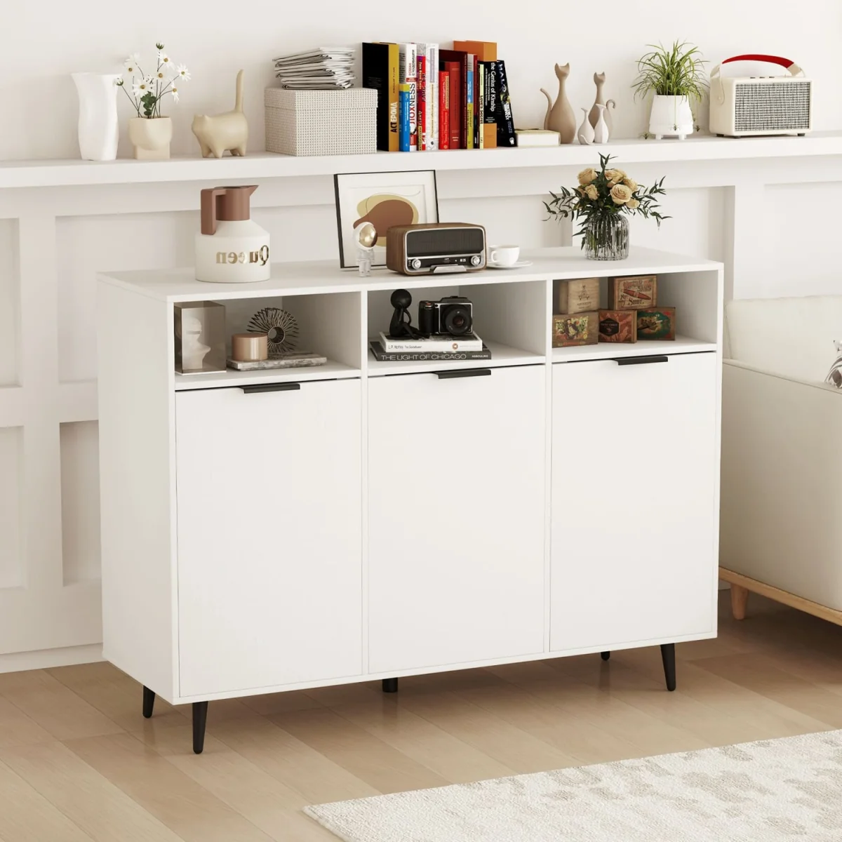Multi-Shelf Kitchen Sideboard - White – image 9