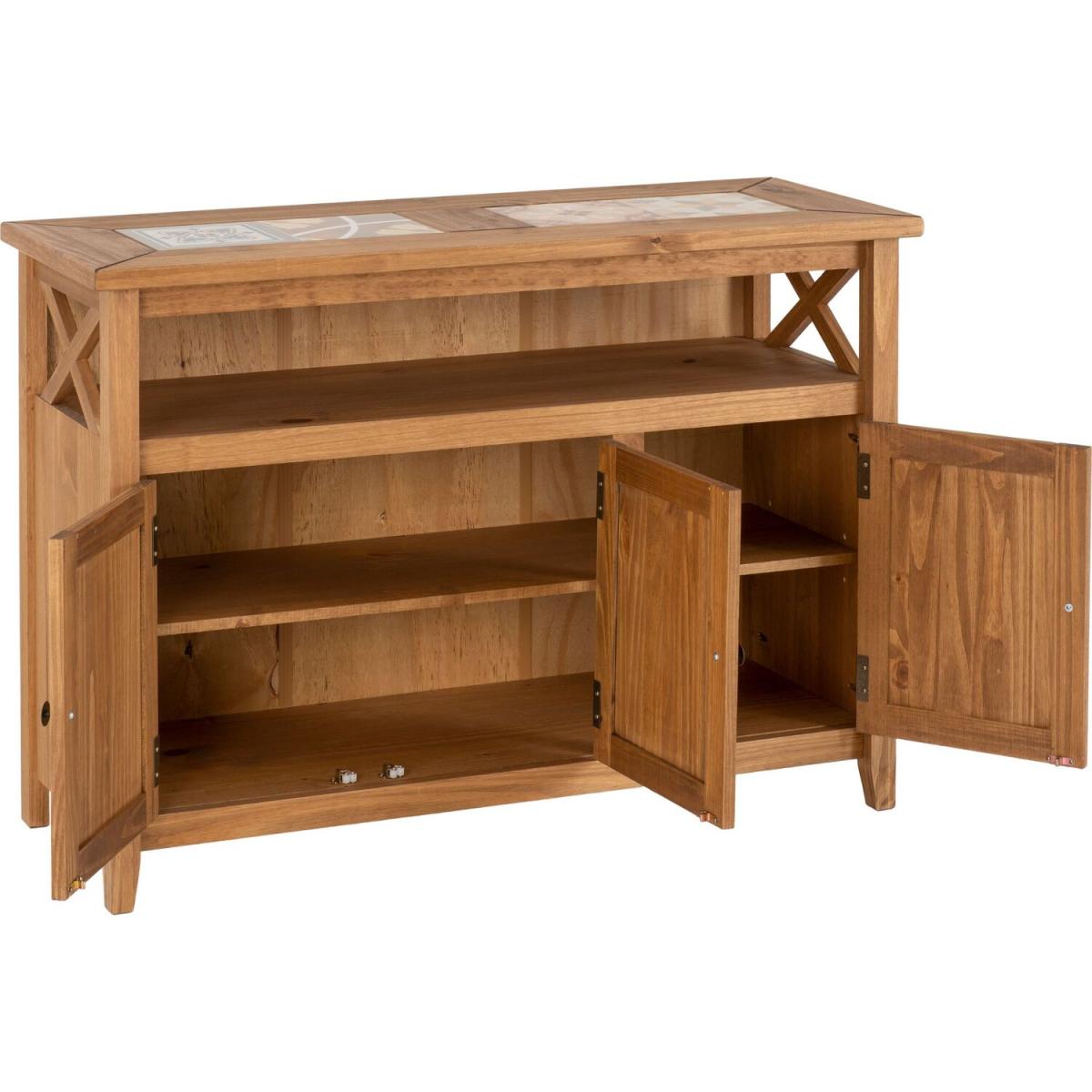Salvador 3 Door Tile Top Sideboard - Distressed Wax Pine - Distressed Pine – image 2