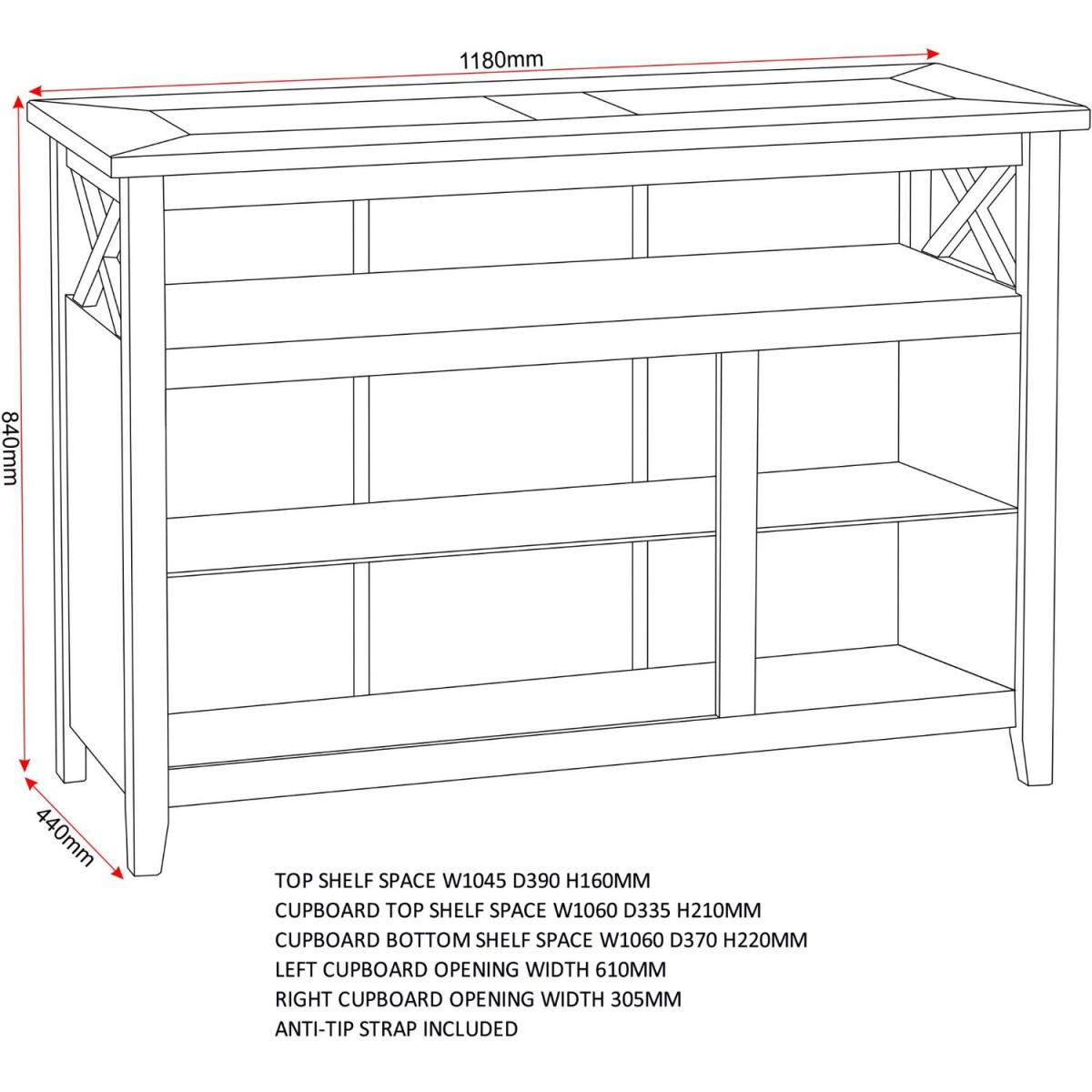 Salvador 3 Door Tile Top Sideboard - Distressed Wax Pine - Distressed Pine – image 4
