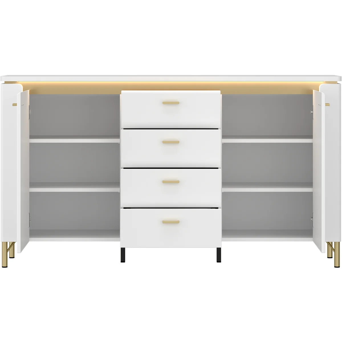 Lazio Sideboard 2 Door 4 Drawer in Alpine White/White Gloss - Alpine White & White – image 2