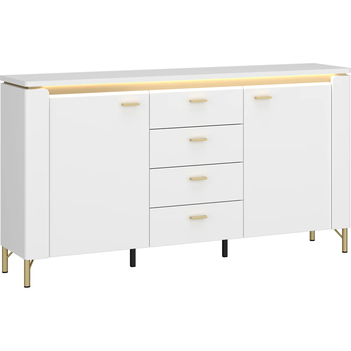 Lazio Sideboard 2 Door 4 Drawer in Alpine White/White Gloss - Alpine White & White – image 3