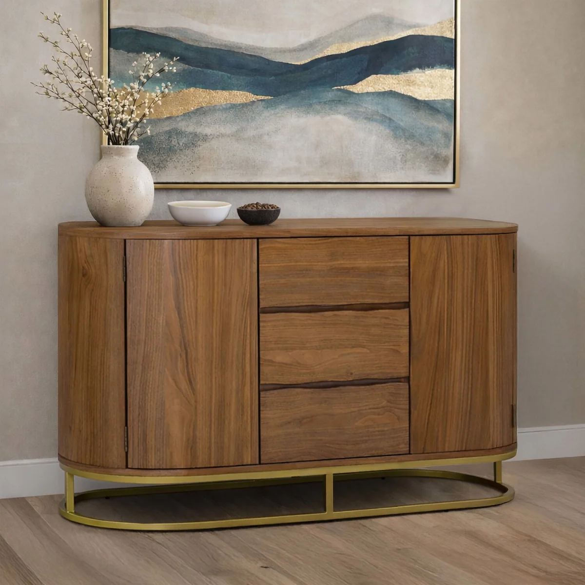 Walnut Veneer Sideboard with Live Edge Fronts - Natural – image 3