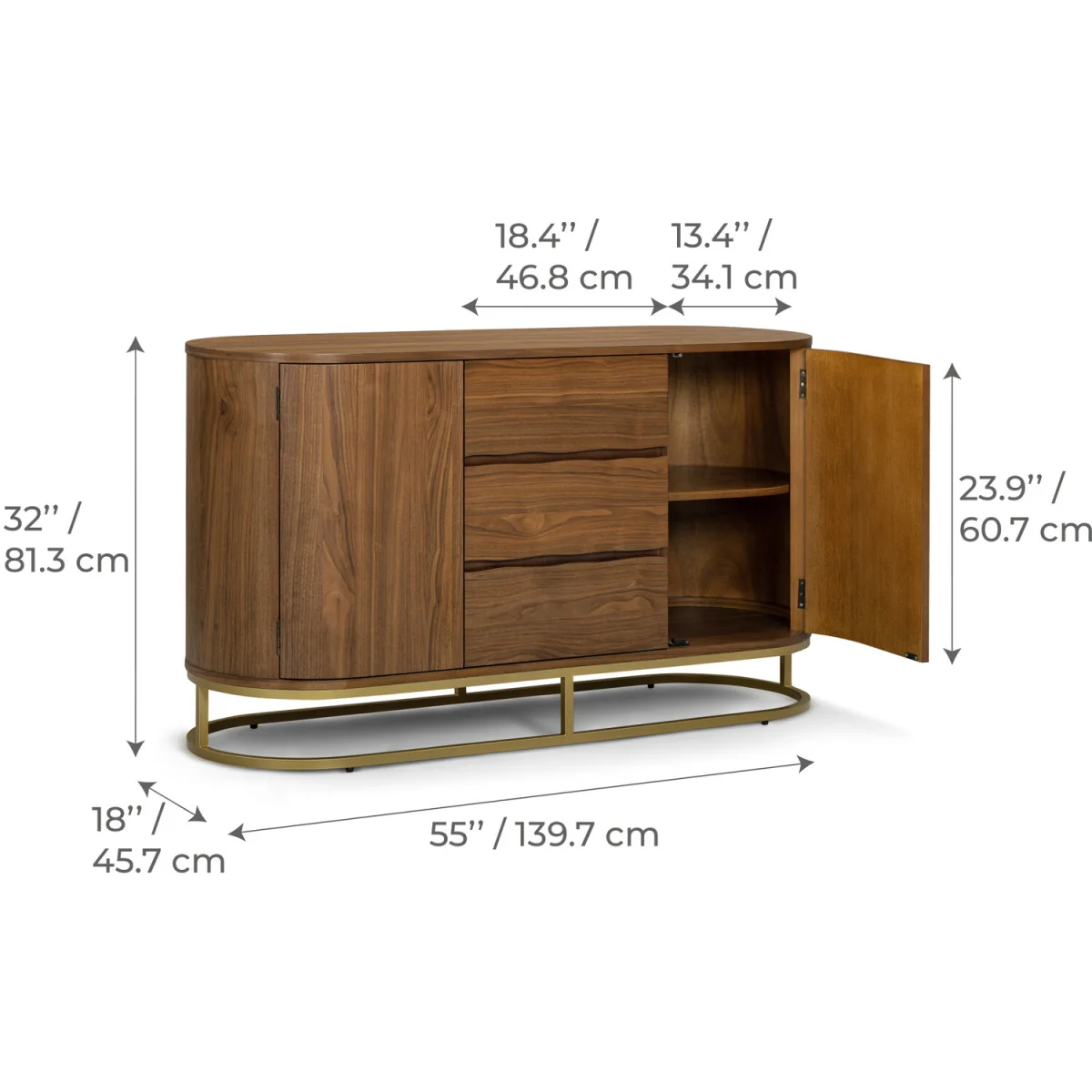 Walnut Veneer Sideboard with Live Edge Fronts - Natural – image 5