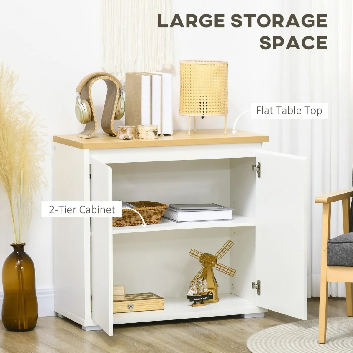 Nofi Fael Sideboard White and Natural - Double Doors – image 5
