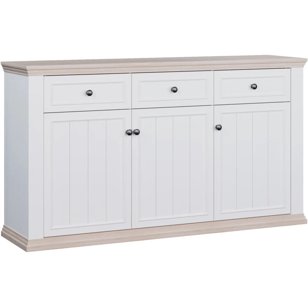 Pontypool 3 Drawer & 3 Door Sideboard - White and Riva Oak – image 2