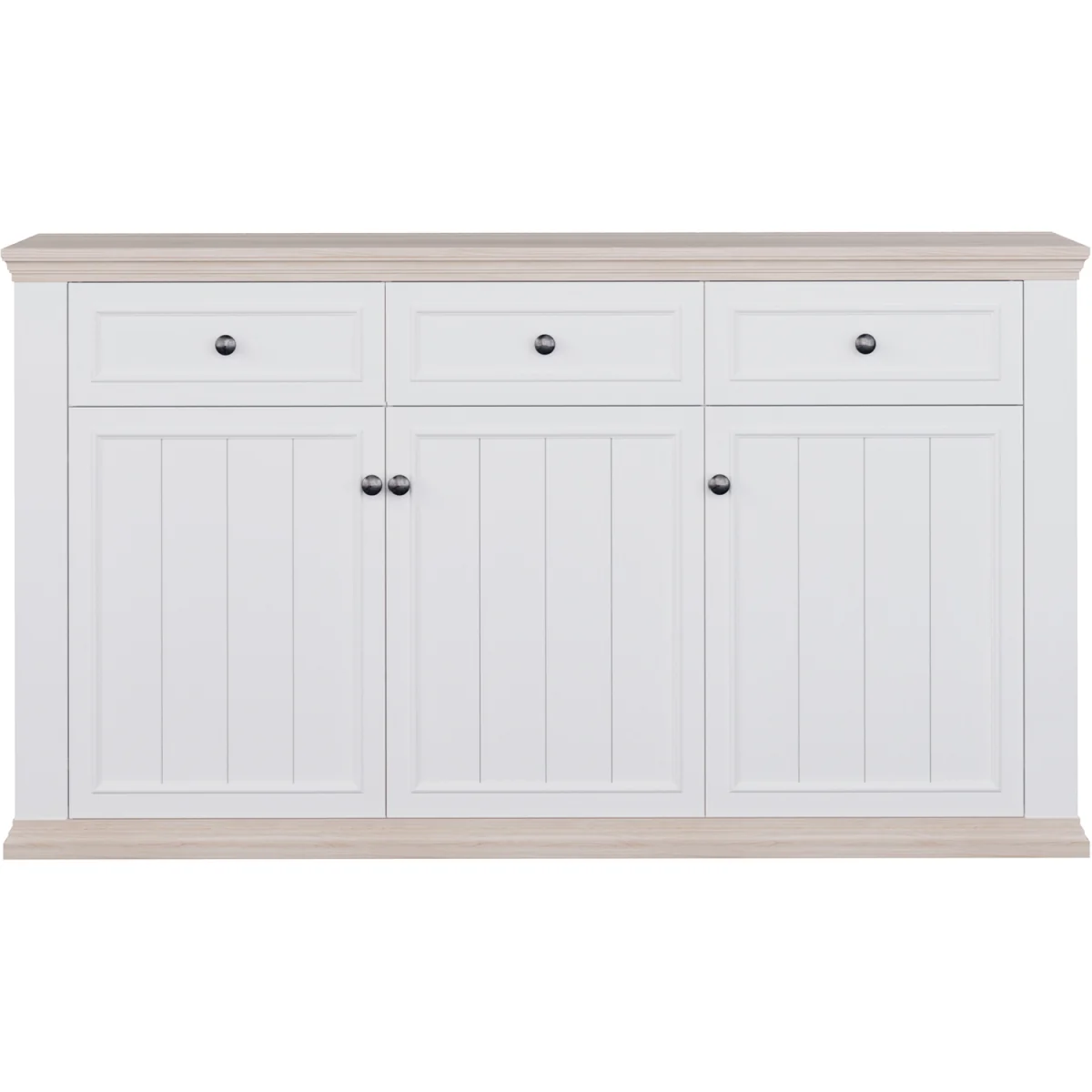 Pontypool 3 Drawer & 3 Door Sideboard - White and Riva Oak – image 3