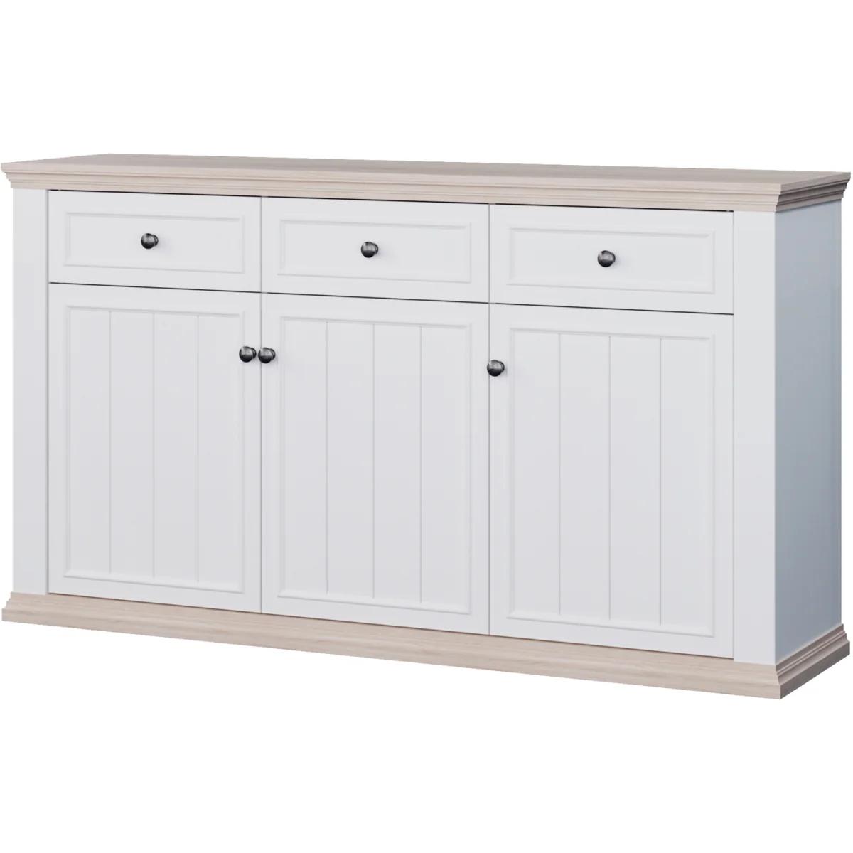 Pontypool 3 Drawer & 3 Door Sideboard - White and Riva Oak – image 4