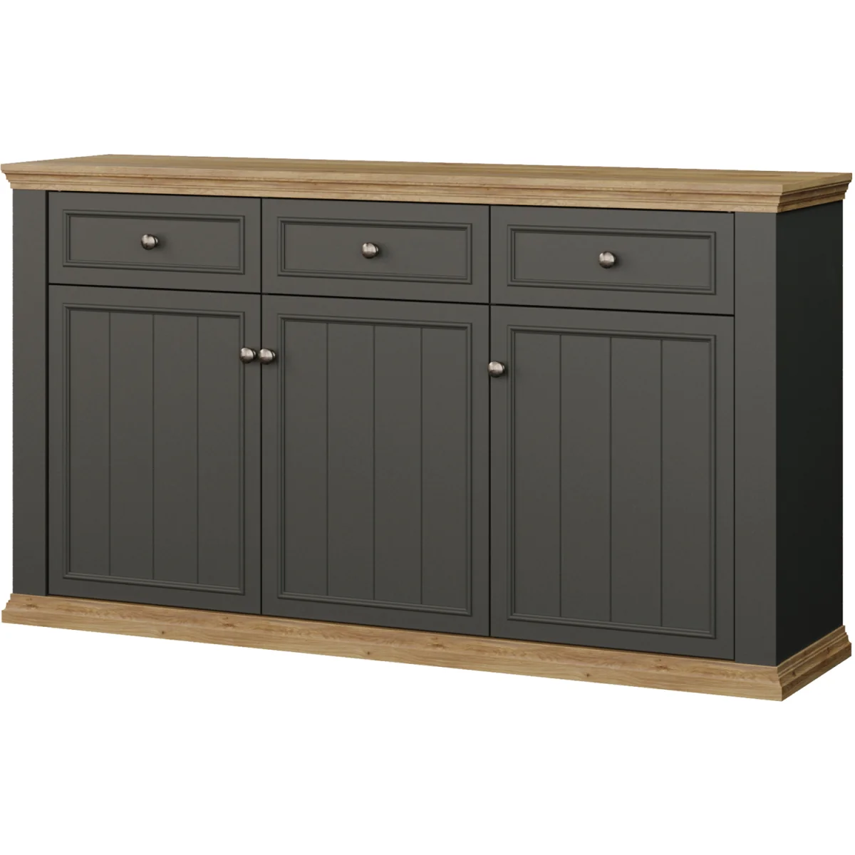 Pontypool 3 Drawer & 3 Door Sideboard - White and Riva Oak – image 9