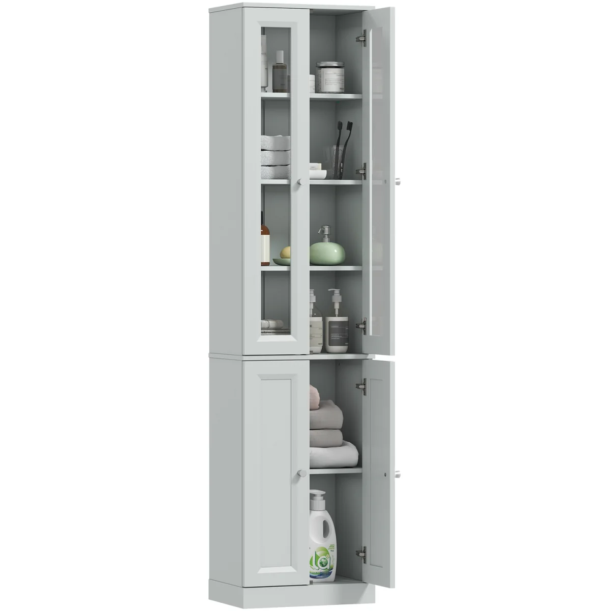 HOMCOM Tall Bathroom Storage Cabinet, 6-Tier Bathroom Cabinet - Dusty Blue – image 6