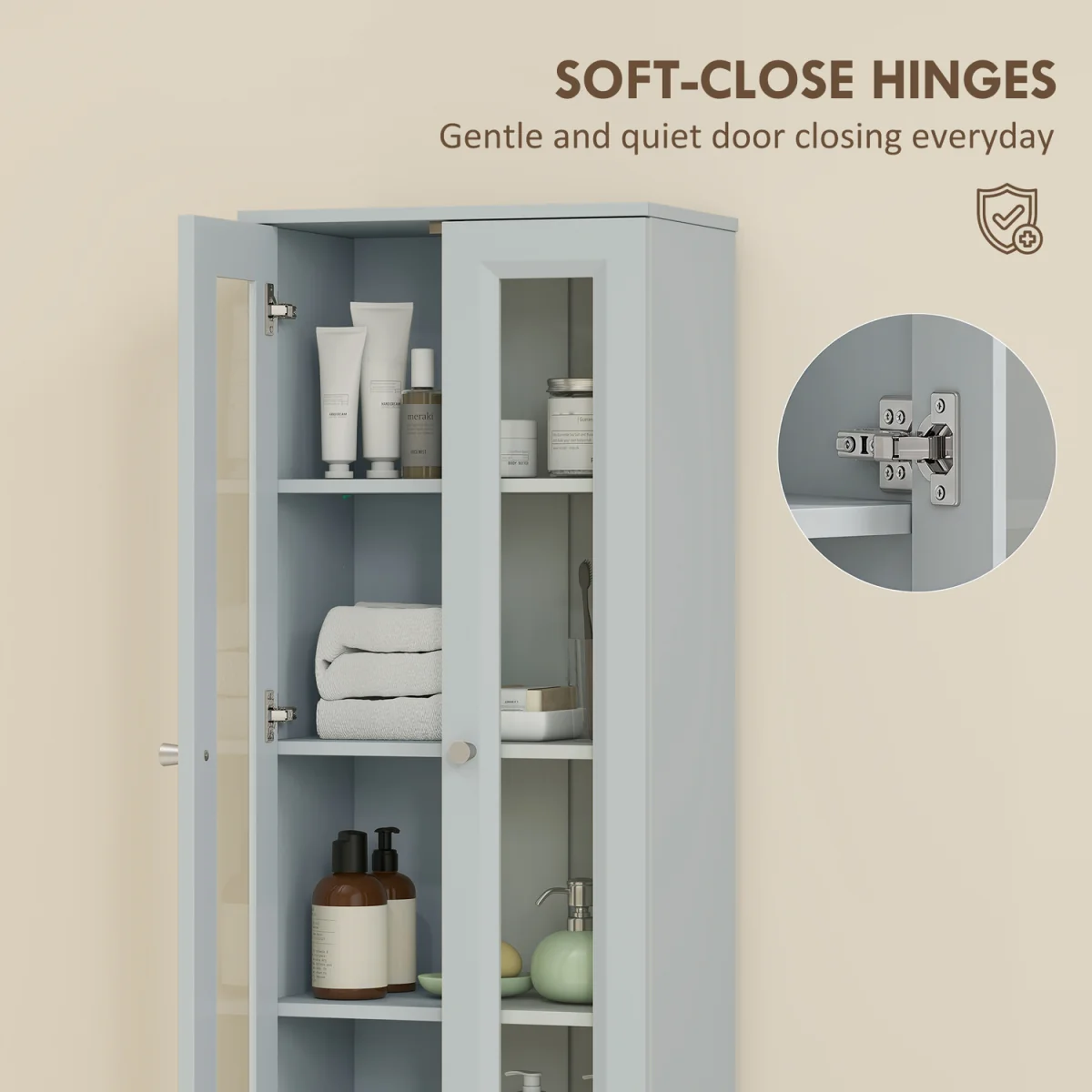HOMCOM Tall Bathroom Storage Cabinet, 6-Tier Bathroom Cabinet - Dusty Blue – image 8