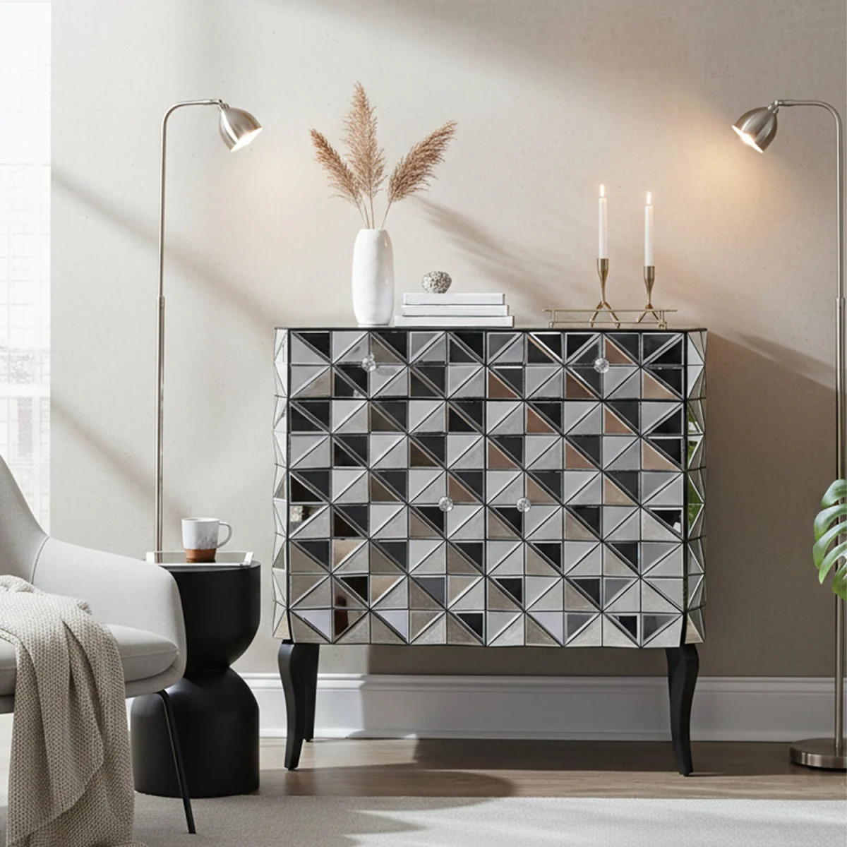 Soho 2 Door Silver Finish Sideboard – image 1