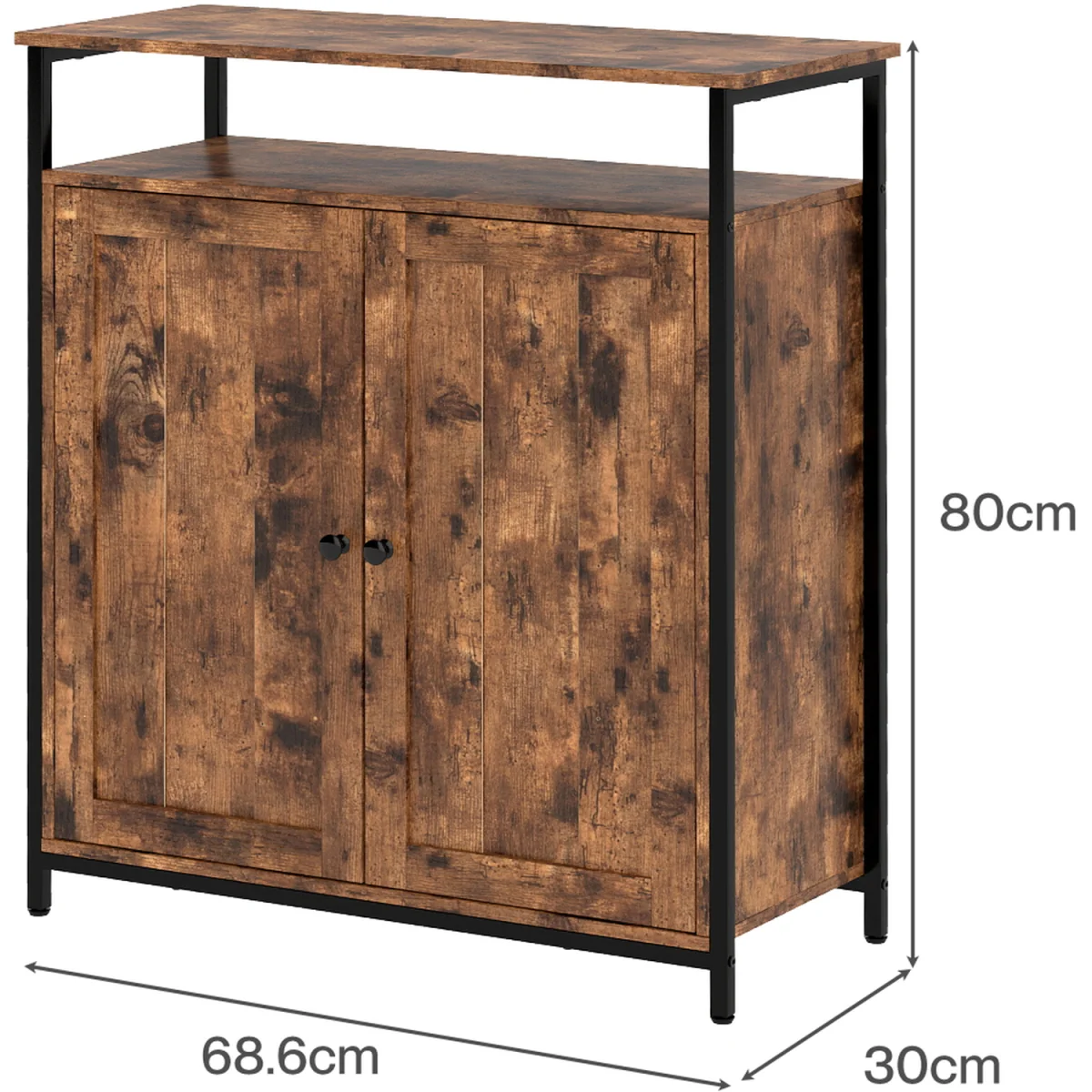 Storage Cabinet Walnut 2 Doors Sideboard Adjustable Industrial Style - Brown – image 2