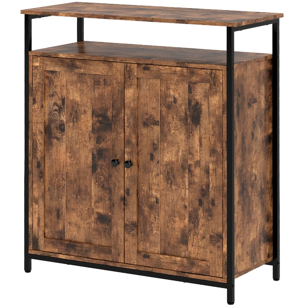 Storage Cabinet Walnut 2 Doors Sideboard Adjustable Industrial Style - Brown – image 3