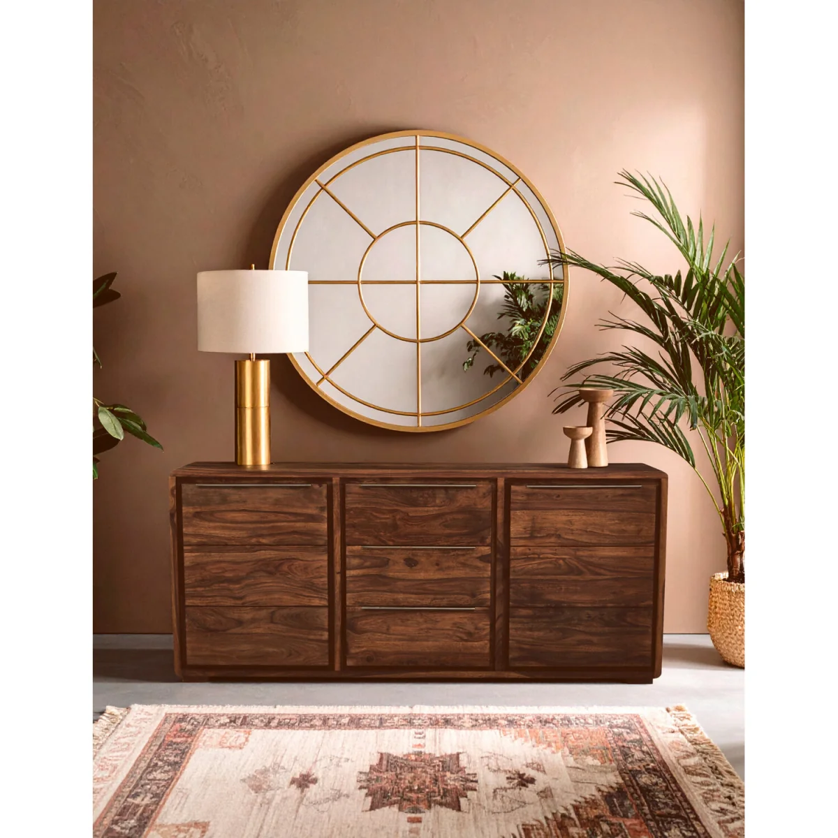 Surati Two Door Three Drawer Sheesham And Acacia Sideboard - Brown – image 2