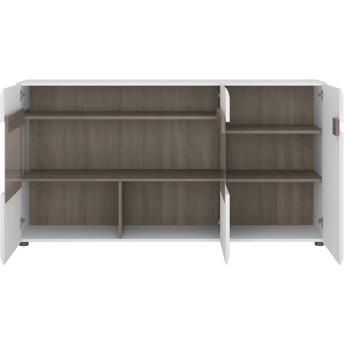 Chelsea Living 3 Door Glazed Sideboard in White with a Truffle Oak Trim - White & Truffle Oak – image 2