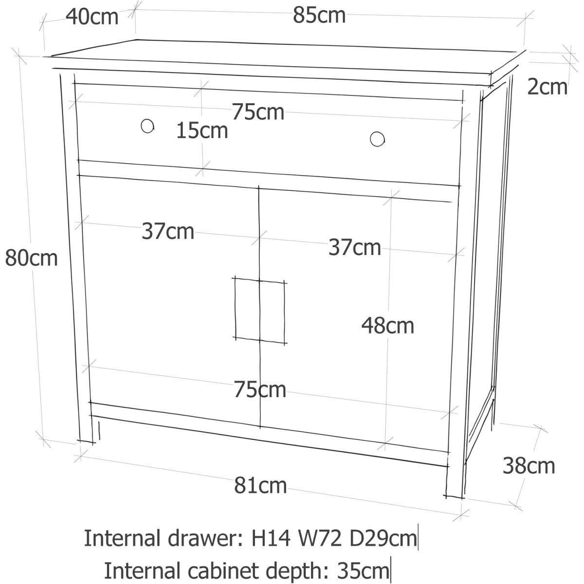Portofino 1 Drawer 2 Door Sideboard - Brown – image 10