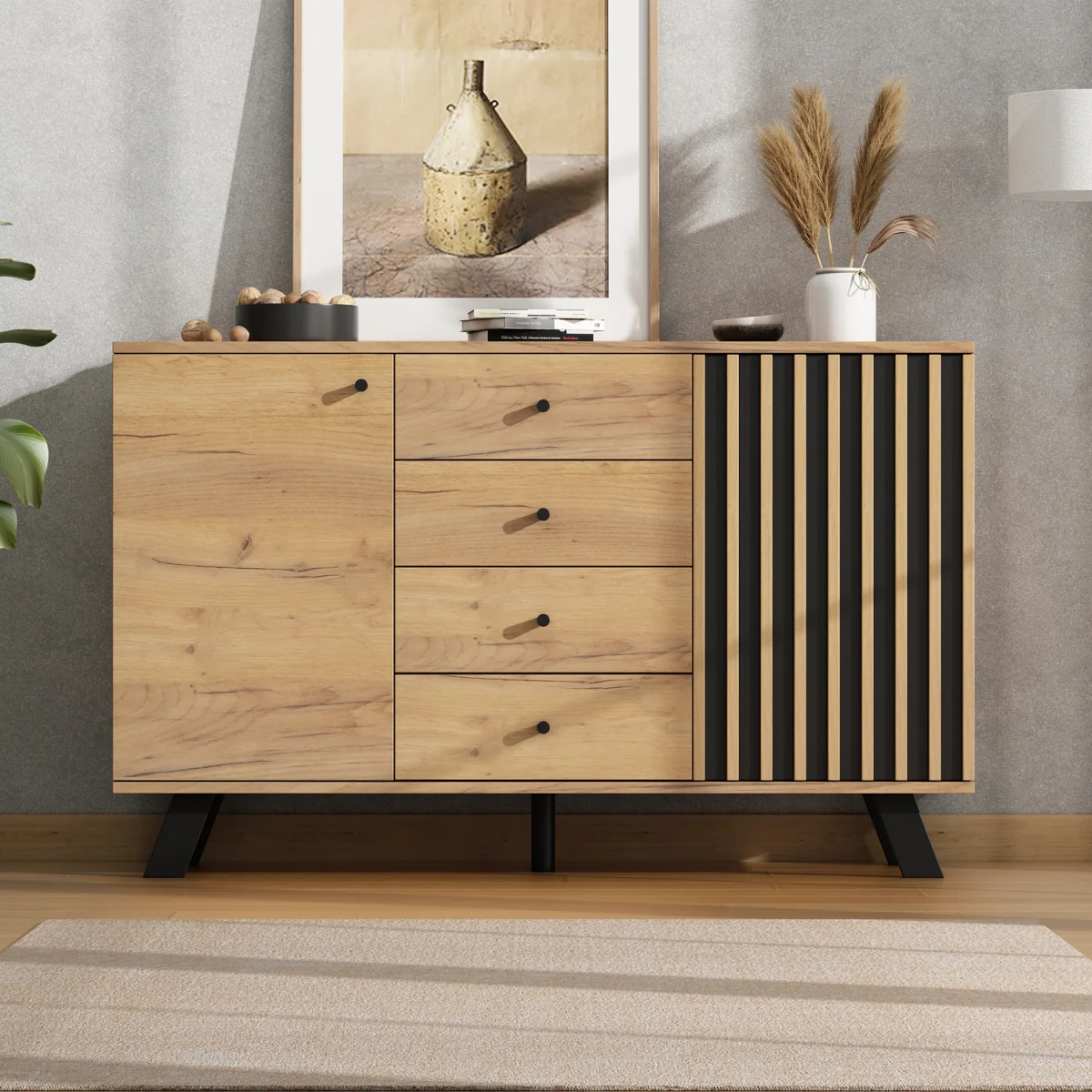 AKA Dark Oak Sideboard with 4 Drawers and 2 Cabinets – image 1