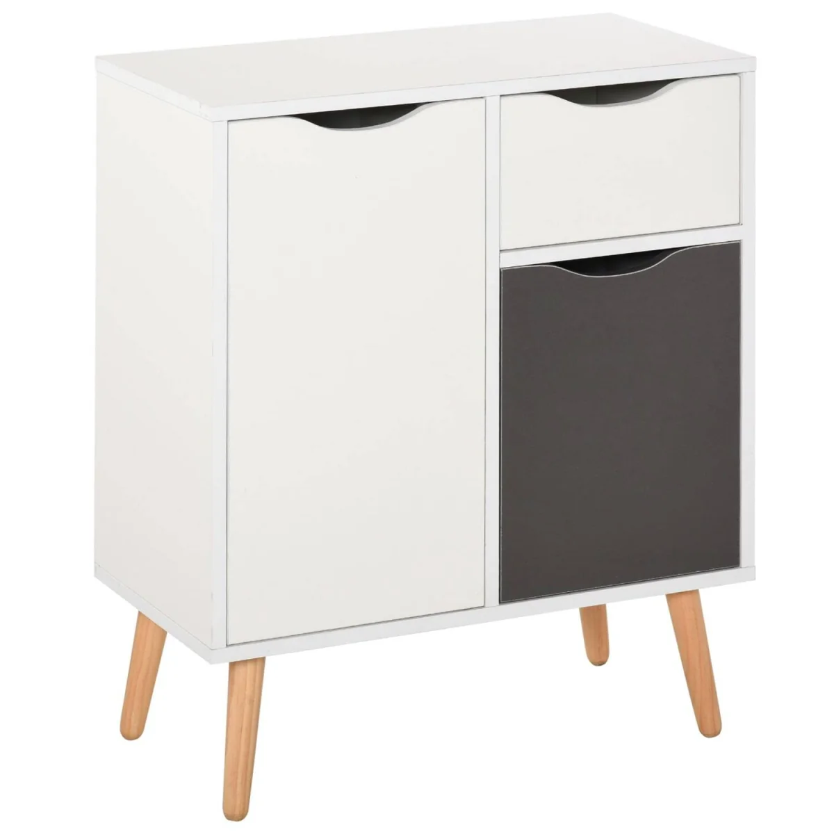 Suyopa Grey Sideboard 1 Drawer 2 Doors Solid Wood Legs – image 2