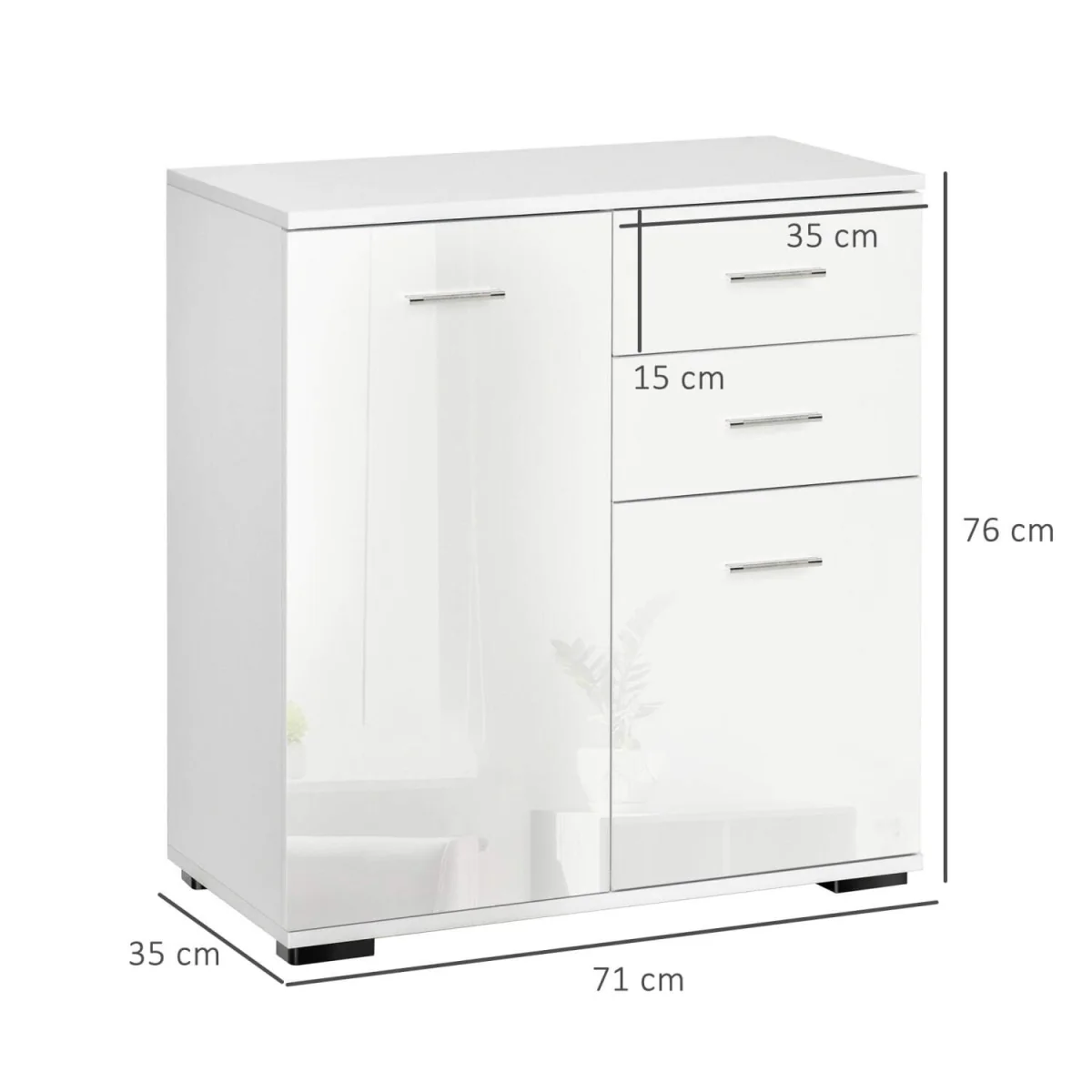 Lodino High Gloss White Sideboard - 2 Drawers, 2 Doors, Adjustable Shelves – image 2