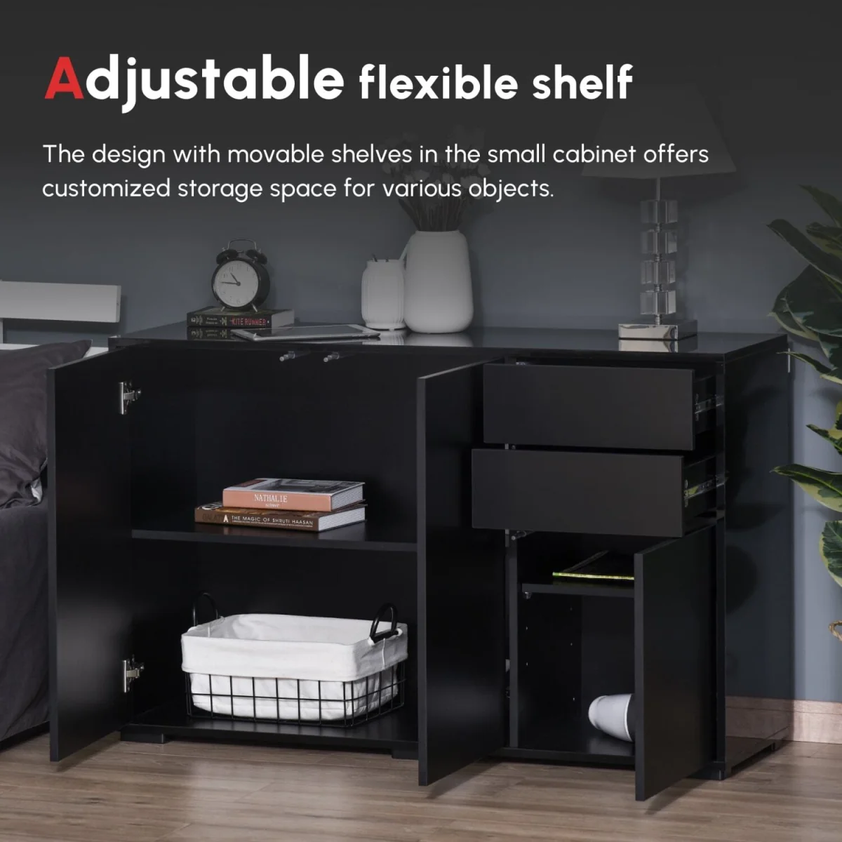 Lino High Gloss Black Sideboard - Push-Click Drawers and 3 Doors – image 5